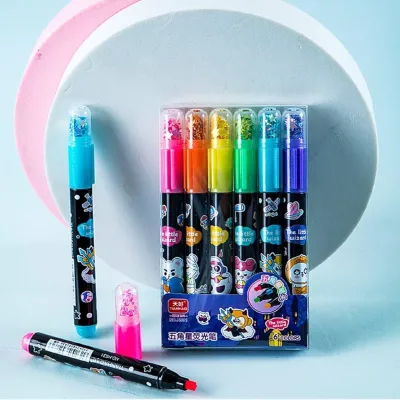 6 Colors Kawaii Star Highlighter Stamper Pen